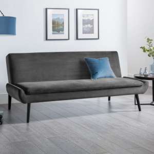 Gabby Velvet Sofabed In Grey With Black Tapered Legs
