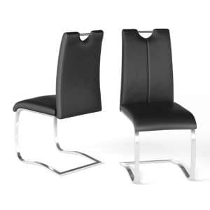 Gerrans Black Faux Leather Dining Chair In A Pair - UK
