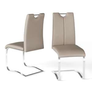 Gerrans Taupe Faux Leather Dining Chair In A Pair