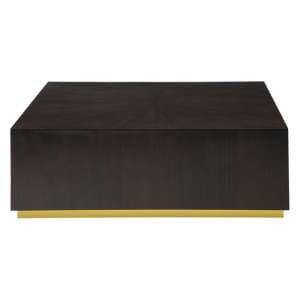 Gablet Square Wooden Coffee Table With Gold Base In Dark Brown