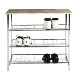 Gadsden 3 Shelves Shoe Rack In Truffle Oak With Chrome Frame - UK