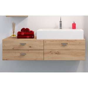 Gaep Wooden Wall Hung Vanity Unit With Basin In Artisan Oak