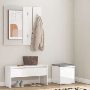 Gaius High Gloss Hallway Furniture Set In White