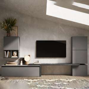 Gaiva Wooden Entertainment Unit In Slate And Lead - UK