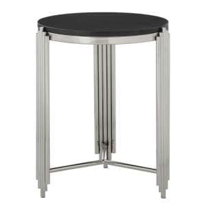 Gakyid Round Granite Top Side Table With Stainless Steel Frame - UK