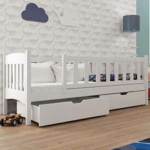 Galax Single Bed With Storage In White With Bonnell Mattresses