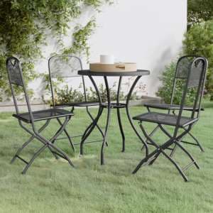 Galax Small Round Metal Mesh 5 Piece Dining Set In Anthracite