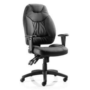 Galaxy Leather Office Chair In Black With Arms - UK