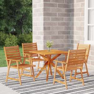 Galena Solid Wood 5 Piece Square Garden Dining Set In Acacia - UK