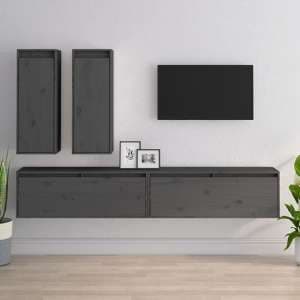 Galilee Solid Pinewood Entertainment Unit In Grey - UK