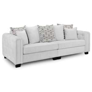 Grazed Fabric 4 Seater Sofa In Light Grey - UK