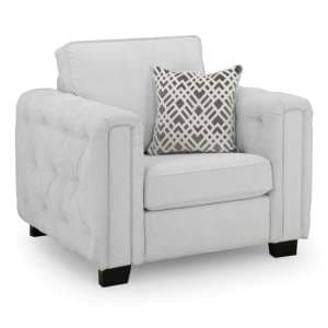 Grazed Fabric Armchair In Light Grey - UK