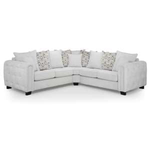 Galtur Large Fabric Corner Sofa In Light Grey With Wooden Legs