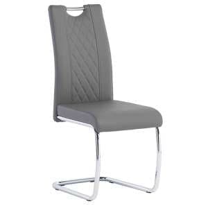 Gerbit Faux Leather Dining Chair In Grey - UK