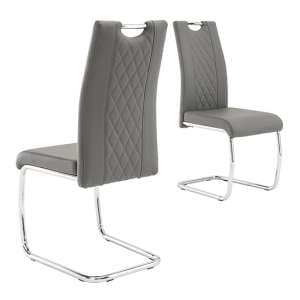 Gerbit Grey Faux Leather Dining Chairs In Pair