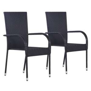 Garima Outdoor Grey Poly Rattan Dining Chairs In A Pair - UK