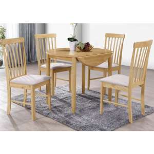 Garnet Round Drop Leaf Dining Set With 4 Chairs