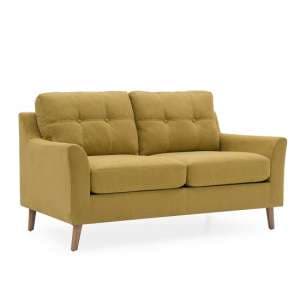 Garrick Fabric 2 Seater Sofa In Citrus With Wooden Legs