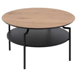 Gatineau Wooden Coffee Table Round In Wild Oak And Black - UK