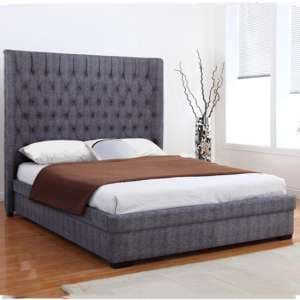 Gavrila Linen Fabric Double Bed In Dark Grey - UK