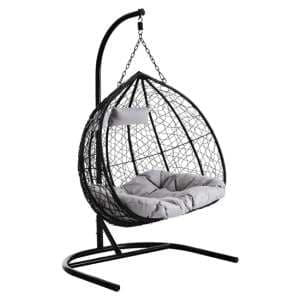Gazit Outdoor Double Hanging Chair With U Shaped Base In Black - UK