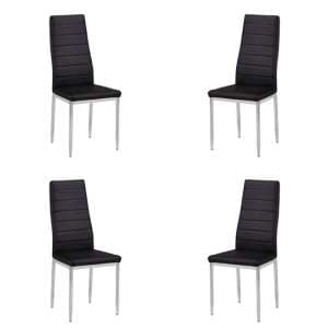 Gazit Set of 4 Faux Leather Dining Chairs In Black - UK