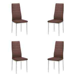 Gazit Set of 4 Faux Leather Dining Chairs In Brown - UK