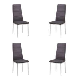 Gazit Set of 4 Faux Leather Dining Chairs In Grey - UK