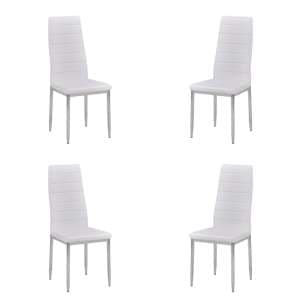 Gazit Set of 4 Faux Leather Dining Chairs In White - UK