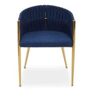 Gdynia Fabric Dining Chair With Gold Frame In Blue - UK