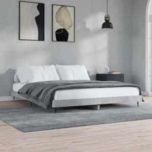 Gemma Wooden Double Bed In Concrete Effect With Black Legs - UK