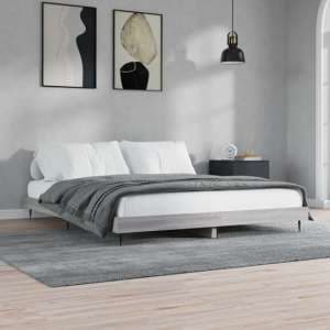 Gemma Wooden Double Bed In Grey Sonoma Oak With Black Legs - UK