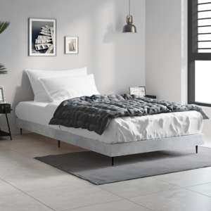 Gemma Wooden Single Bed In Concrete Effect With Black Legs