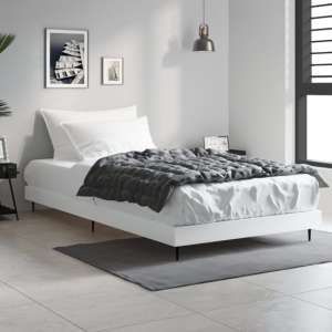 Gemma Wooden Single Bed In White With Black Metal Legs