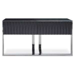 Genera High Gloss Console Table With Silver Steel Frame In Grey - UK