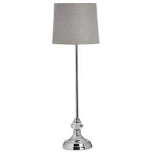 Genial Metal Table Lamp In Silver With Grey Shade - UK