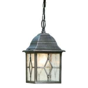 Genoa Outdoor Glass Pendant Light With Black Silver Frame