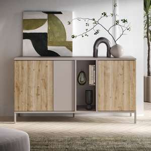 Genoa Wooden Sideboard With 3 Doors In Cashmere And Cadiz Oak - UK