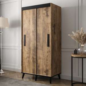 Genoa Wooden Wardrobe 2 Sliding Doors 100cm In Chestnut - UK
