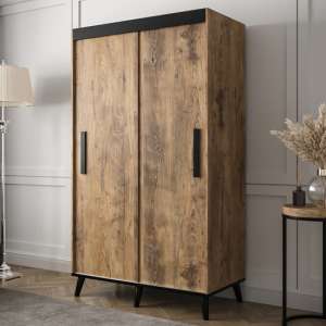 Genoa Wooden Wardrobe 2 Sliding Doors 120cm In Chestnut - UK