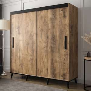 Genoa Wooden Wardrobe 2 Sliding Doors 200cm In Chestnut - UK
