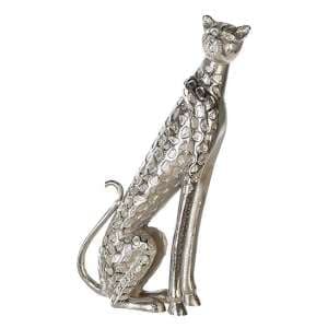 George Aluminium Leopard Design Sculpture In Antique Silver