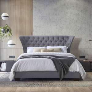 Georgia Fabric King Size Bed In Grey - UK