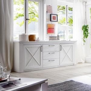 Gerald Wooden Sideboard In White Pine With 2 Doors