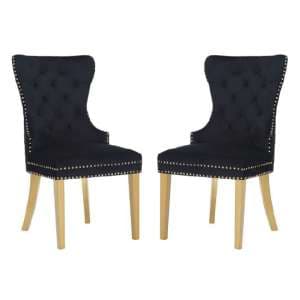 Gerd Black Velvet Dining Chairs With Gold Legs In Pair