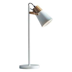 Gerik Task Table Lamp In White And Aged Brass - UK