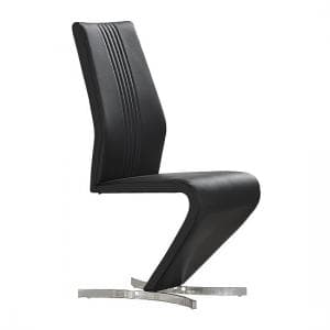 Gia Faux Leather Dining Chair In Black With Chrome Base - UK