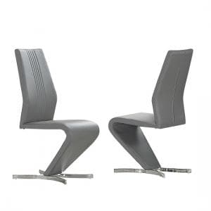 Gia Dining Chairs In Grey Faux Leather In A Pair