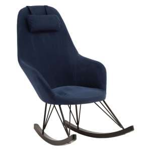 Giausar Upholstered Fabric Rocking Chair In Blue
