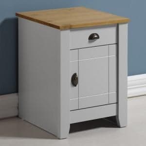 Ladkro Wooden Bedside Cabinet In Grey And Oak - UK